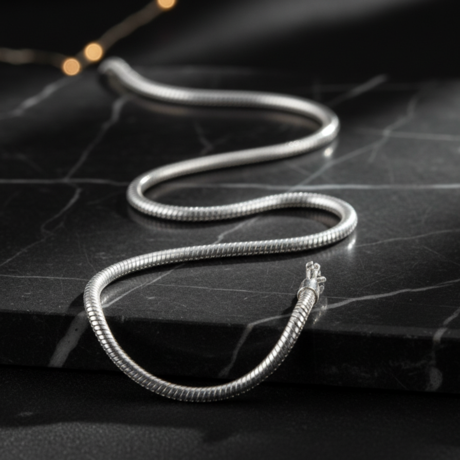 Solid Sterling Silver Snake Chain for Men