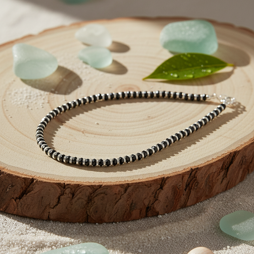 925 Silver Beaded Anklet