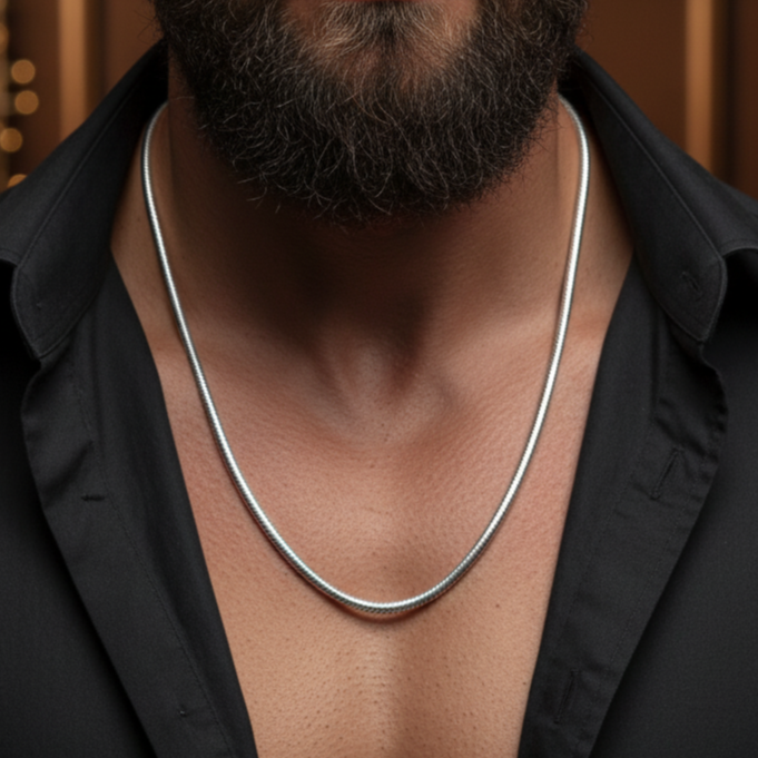 Solid Sterling Silver Snake Chain for Men