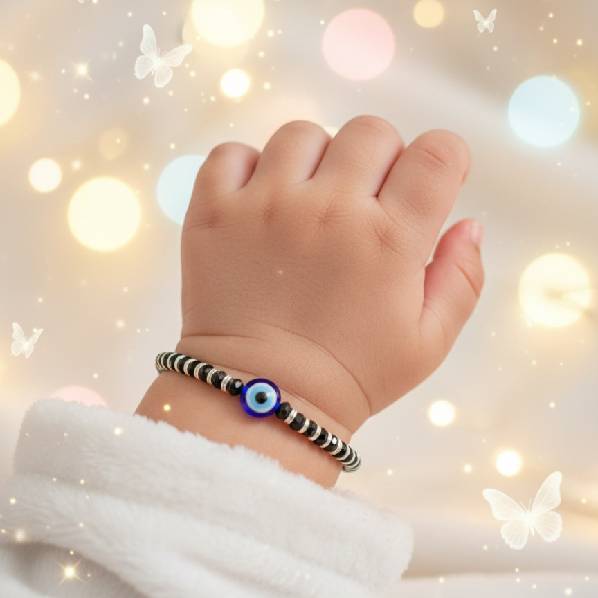 Baby Sterling Silver Evil Eye Bracelet Pair